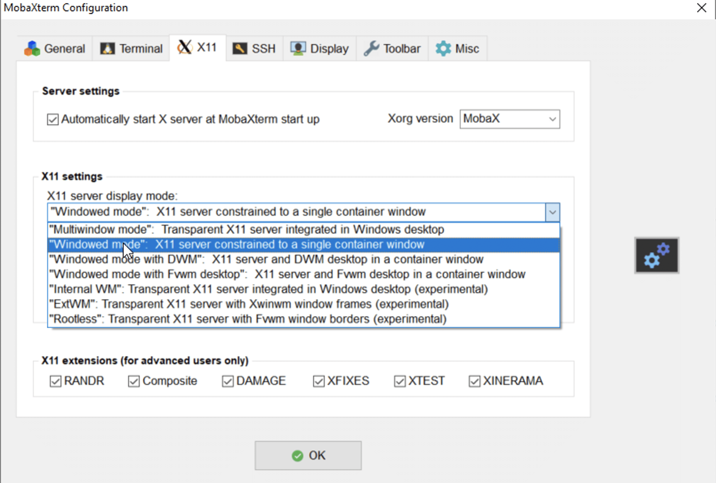 MobaXterm Configuration Window