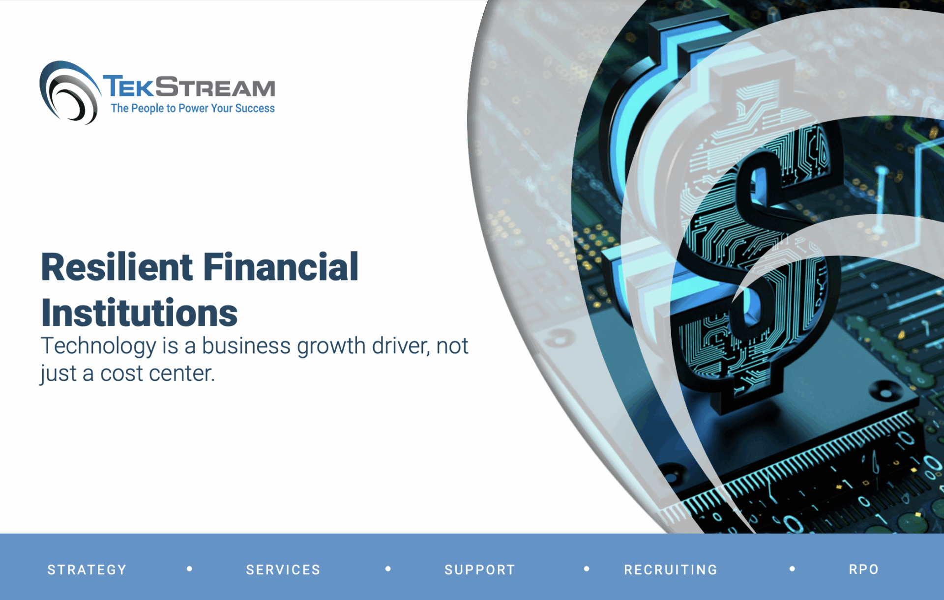 TekStream guide thumbnail titled Resilient Financial Institutions Technology is a business growth driver not just a cost center.