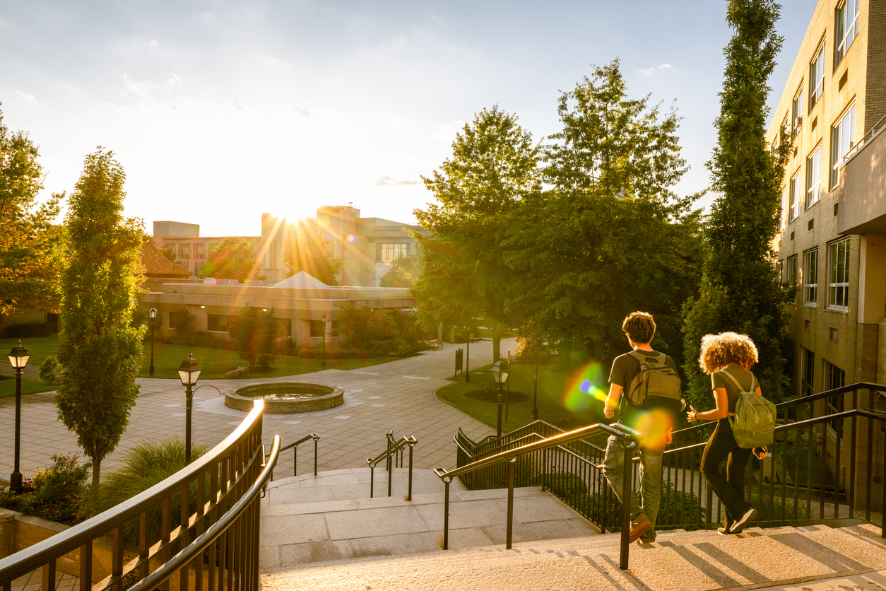 Students leaving campus after a day training in the SOC program.