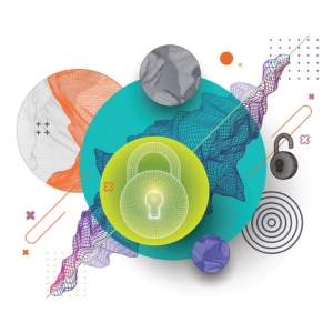 Abstract cybersecurity and data protection graphic symbolizing secure cloud adoption journey.