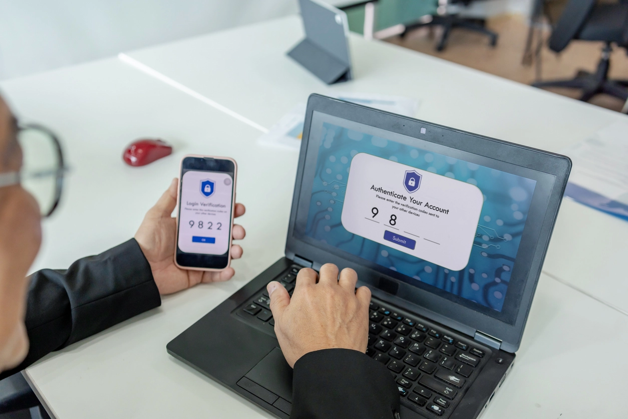 User completing multi-factor authentication.